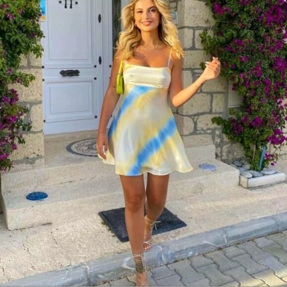 Zara Tie-Dye Satin Effect Mini Dress Medium - Picture 1 of 11